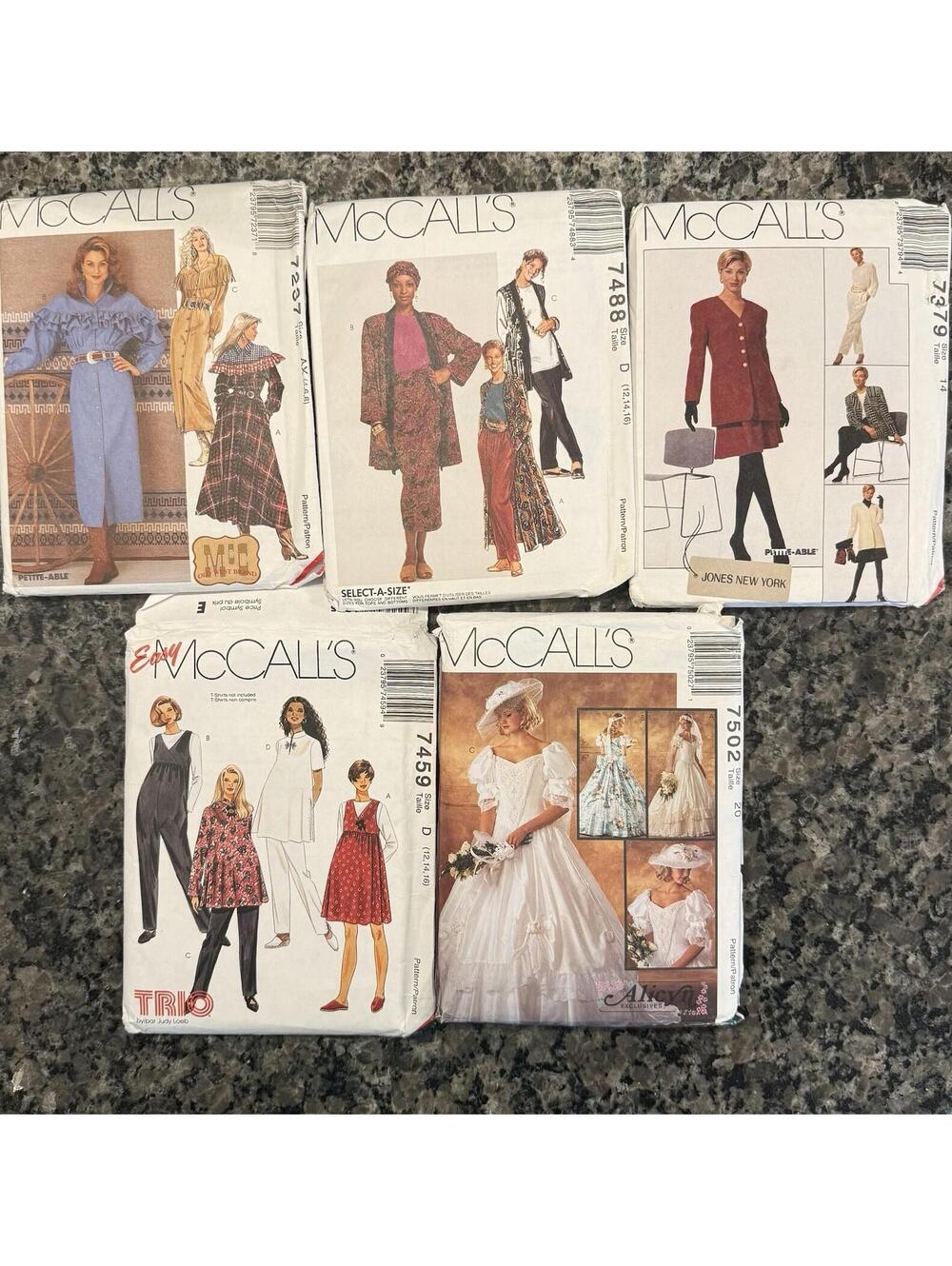 Lot‎ of 5 McCall’s Womenswear 80s Sewing Patterns - Vintage Open Pack But Unused